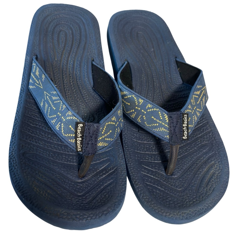 Beach Basics flip-flops blue sea measurements EUC